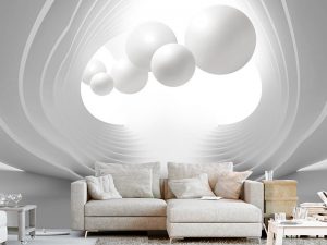 Bele sfere nalik lusteru — 3d tapeta po meri