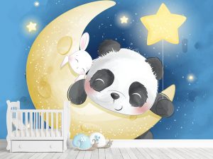 Mesečev Zagrljaj – Panda i Zeka u Snu — dečije tapete