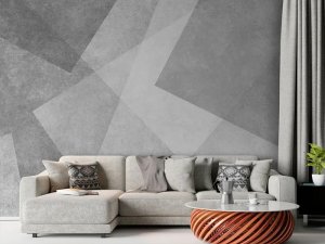 Betonska geometrija — tapeta za dnevnu sobu