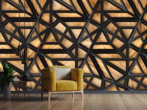 Geometrija drveta i linija — 3d tapeta po meri