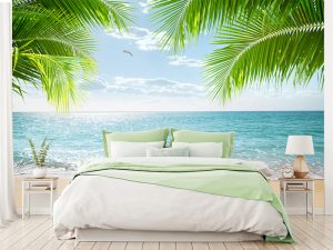 Sunčana plaža i plavo more — tapeta za spavaću sobu