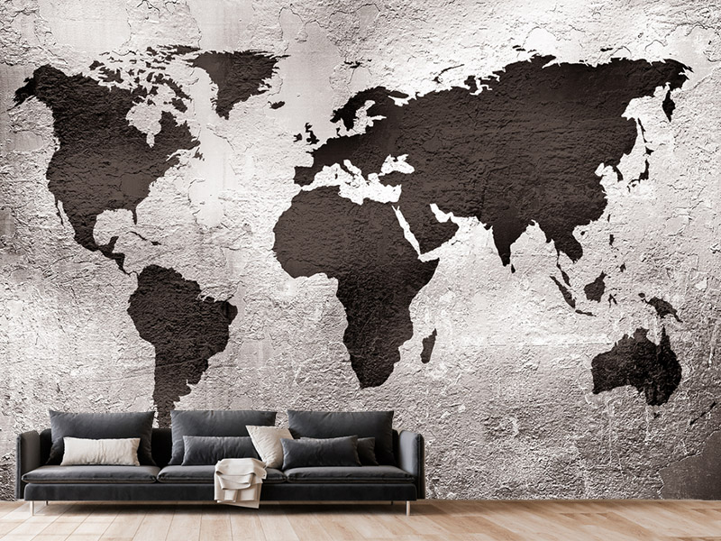 Foto tapeta Crno-beli kontinenti sveta — mapa sveta