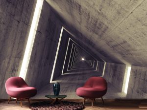 Betonski tunel sa zracima — 3d tapeta po meri
