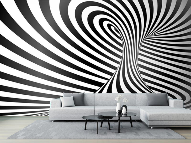 Foto tapeta Vrtlog crno-belih linija — 3D foto tapeta