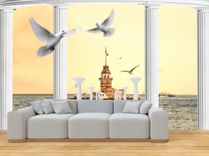 Spiralni hodnik svetlosti — 3d tapeta po meri