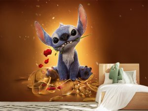 Stitch i zlatni trenutak nežnosti — dečije tapete