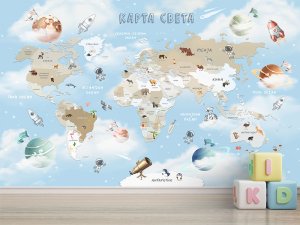 Mapa sveta malih istraživača — dečije tapete