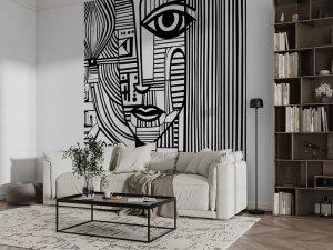 Apstraktni crno-beli portret — foto tapeta po meri